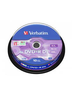 Dvd +R  Dual Layer 8.5Gb  8x Verbatim Spindle Ck10 (43666)