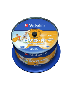 Dvd-R 4,7 Gb 16x Verbatim Spindle  Printable WIP Ck50...