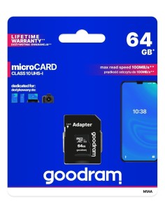 Micro Sd 64 Gb con Adattatore SDXC UHS-I Cl10